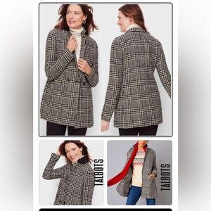 Vintage Talbots Mid Thigh Wool Blazer/Coat, Black & White Houndstooth, Sz. 10